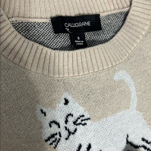 Anthropologie Sweater Cat Kitty Graphic Novelty Grandma Christmas Holiday NWT S - Picture 4 of 8